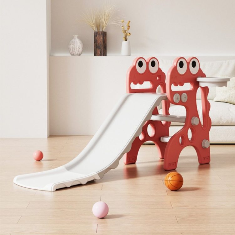 Plastic Frog Slide and Basketball Net Red XKL02-RD
