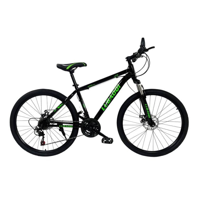 26″ Lubaoqi Mountain Hardtail Disc Brake Bike Black Green LBQ-650B-BKG