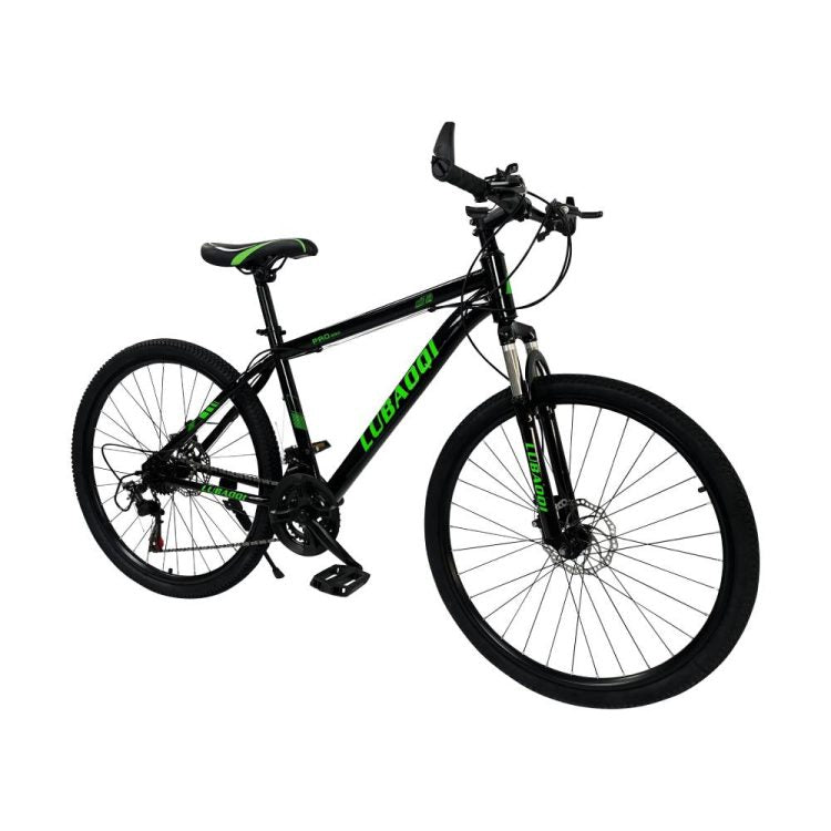26″ Lubaoqi Mountain Hardtail Disc Brake Bike Black Green LBQ-650B-BKG