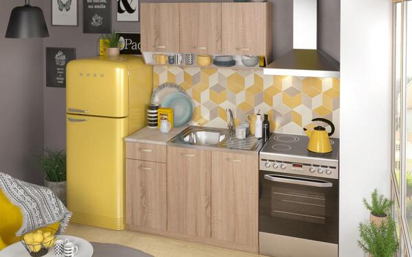 Kitchen composition Ariel 1.20 m. oak sonoma + white