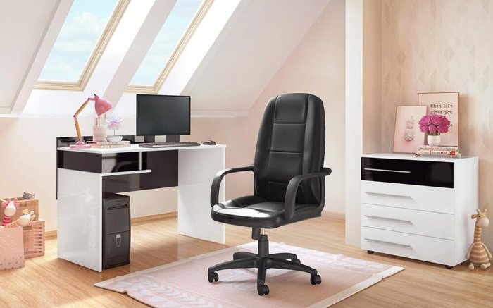 Office Martial 3219 white + black glossy