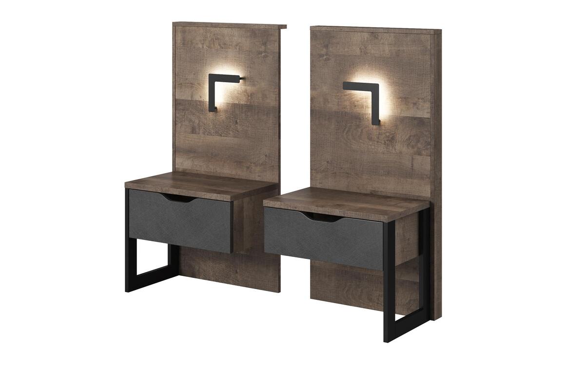 Double bed + 2 bedside tables Eldenor 160x200 oak sand + matera