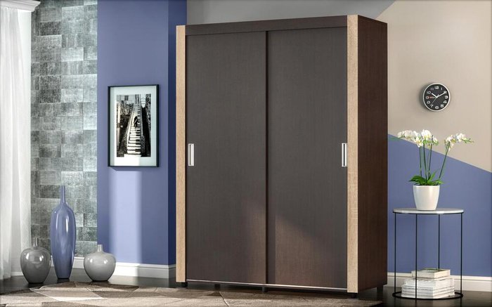 Wardrobe Wanda 9258 sonoma oak + glossy white edging
