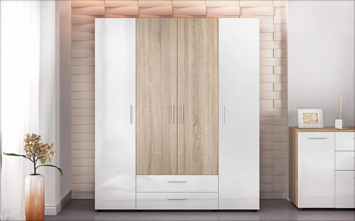 Wardrobe Tillman 4967 sonoma oak + white gloss