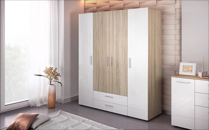 Wardrobe Tillman 4967 sonoma oak + white gloss