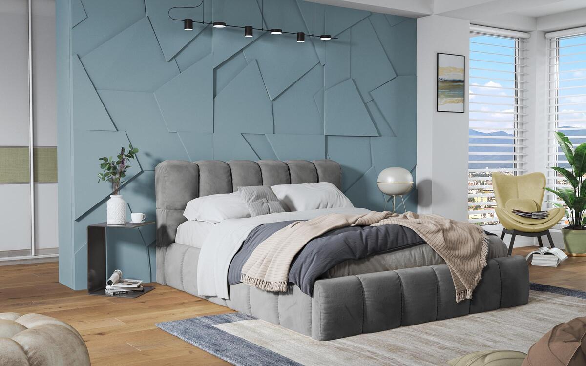 Double bed Oscar 160x200 light grey
