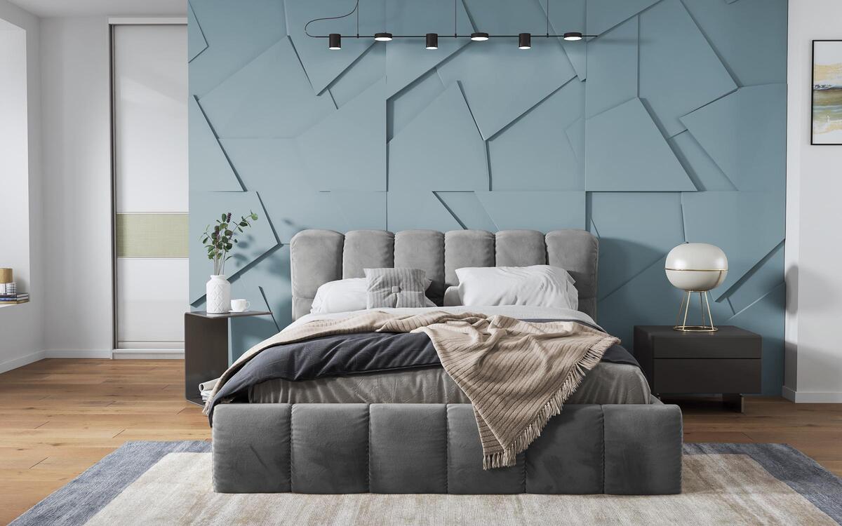 Double bed Oscar 160x200 light grey
