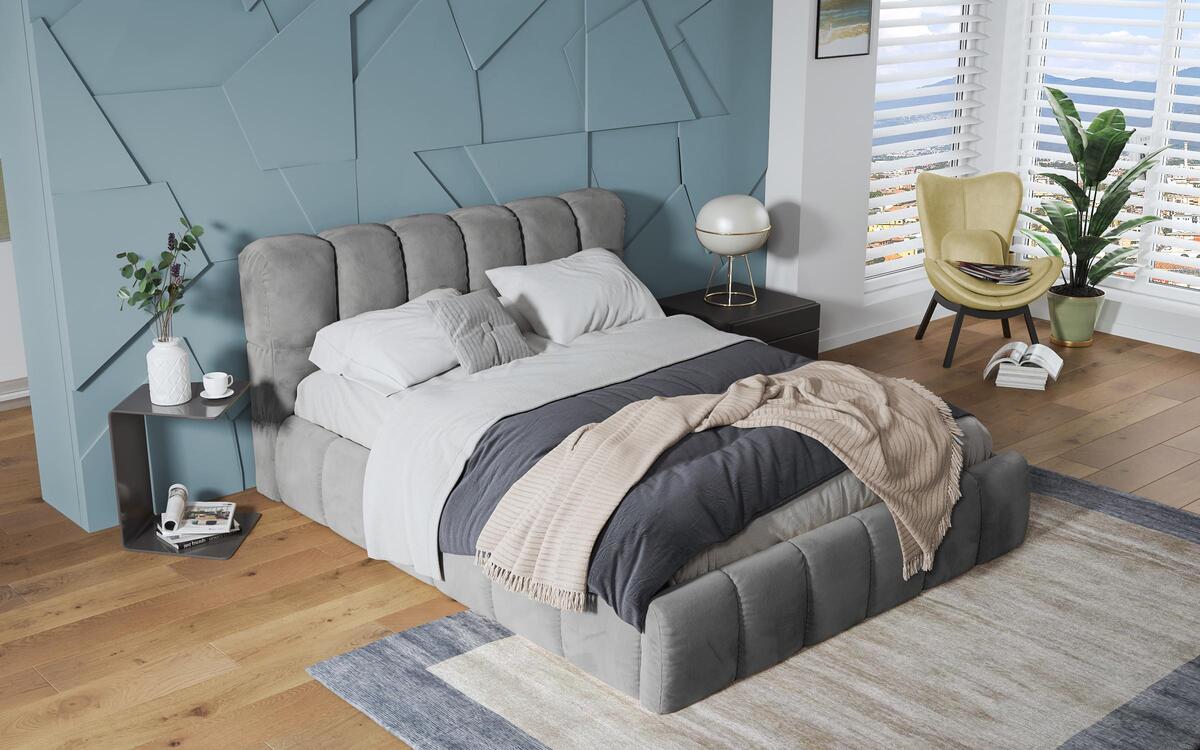 Double bed Oscar 160x200 light grey