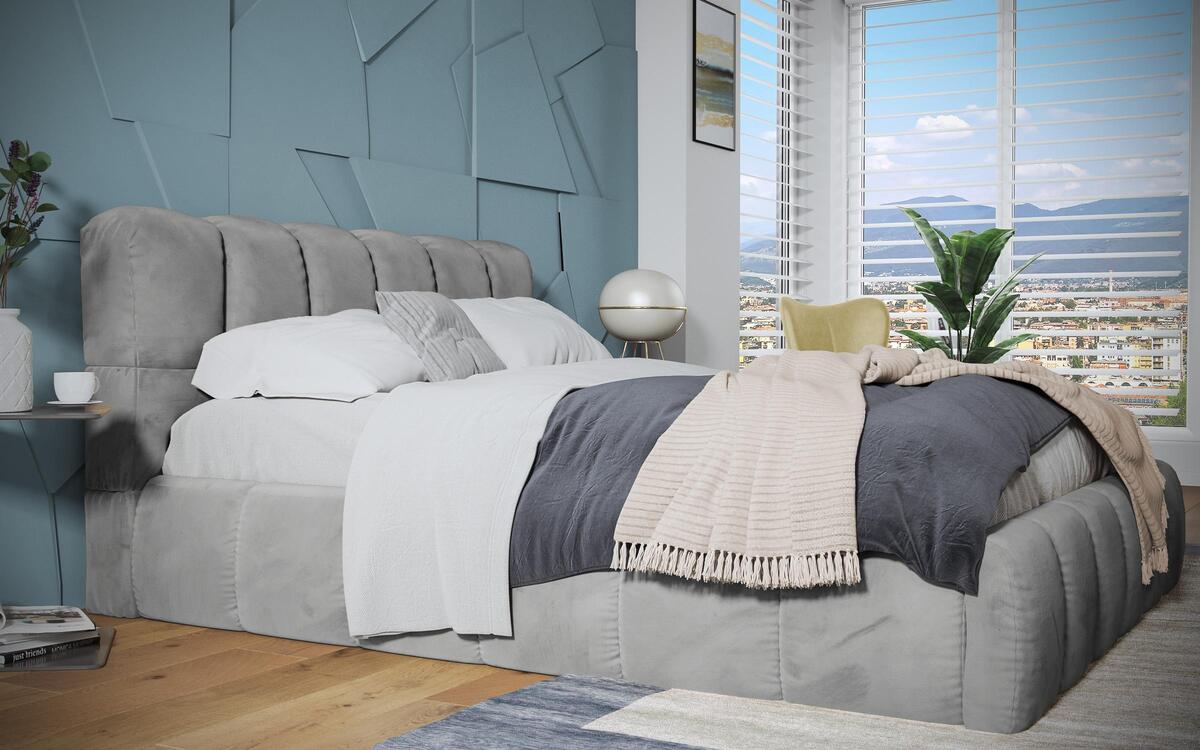 Double bed Oscar 160x200 light grey