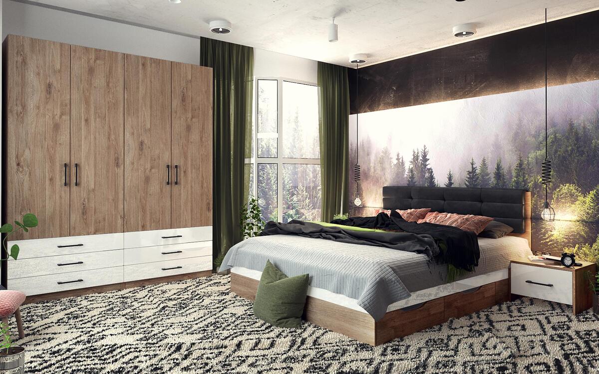Wardrobe Jaume 3860 oak harbor gold + white glossy