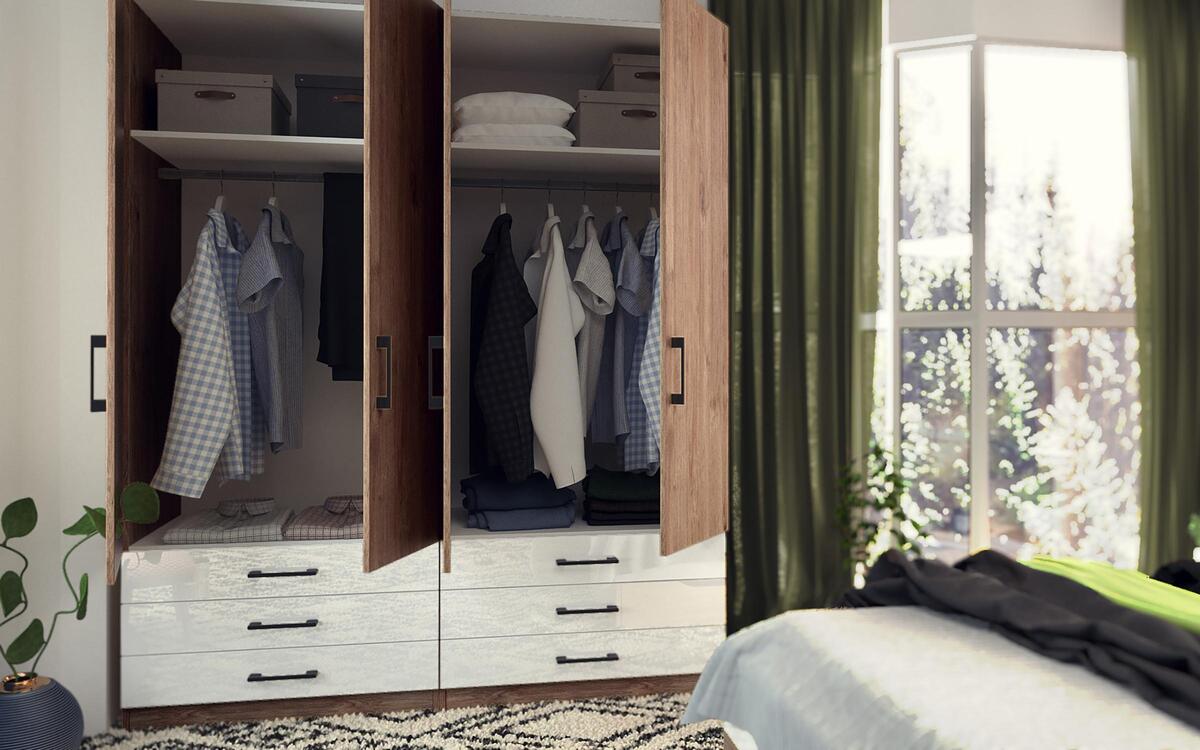 Wardrobe Jaume 3860 oak harbor gold + white glossy