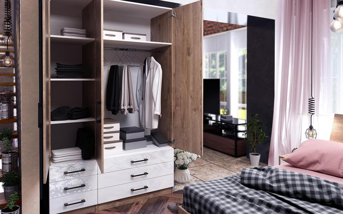 Wardrobe Jaume 3860 oak harbor gold + white glossy