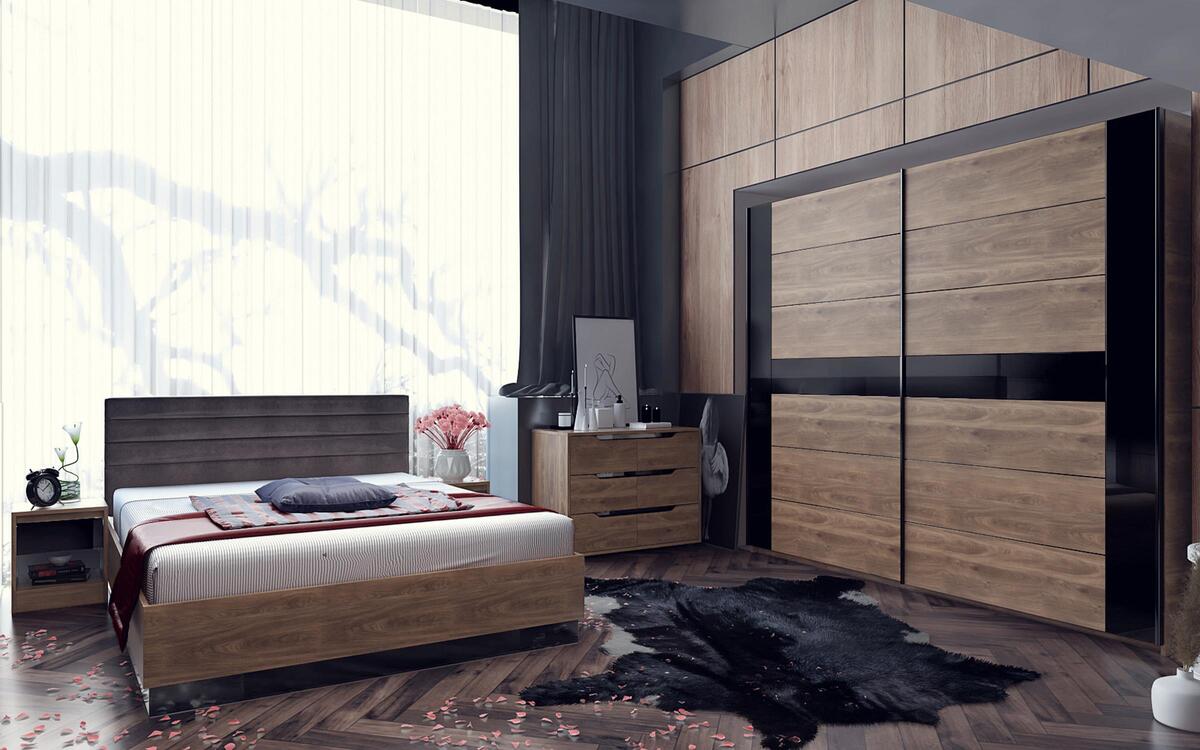 Wardrobe Joe 6894 oak castello brandy + black glossy
