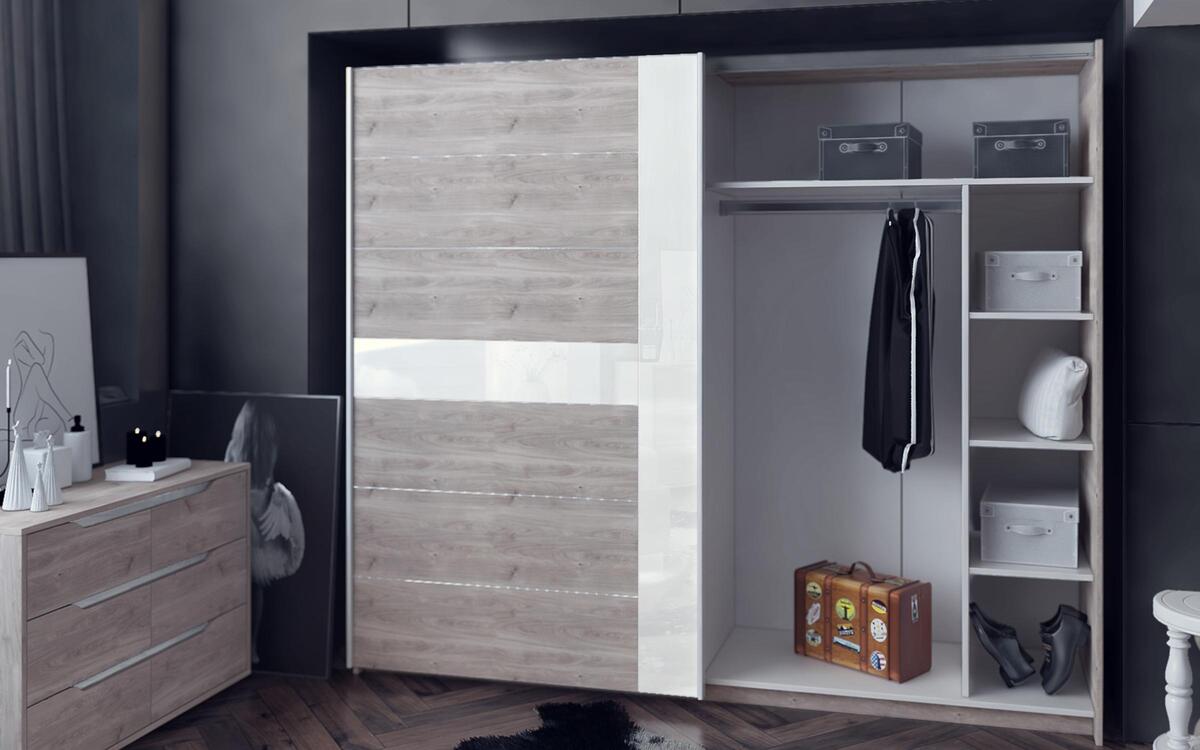 Wardrobe Joe 6894 oak castello grey + white glossy