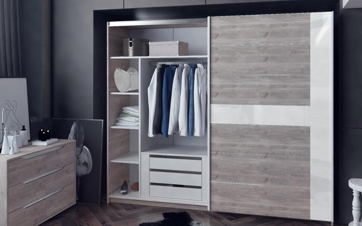 Wardrobe Joe 6894 oak castello grey + white glossy