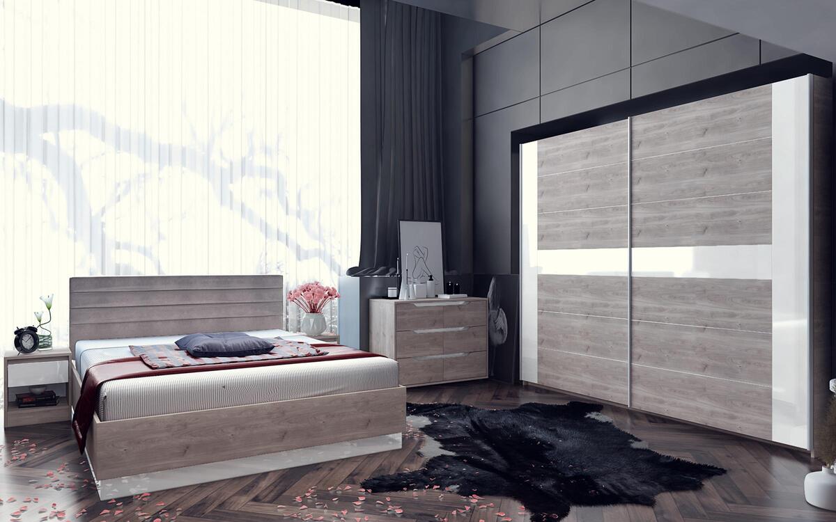 Wardrobe Joe 6894 oak castello grey + white glossy