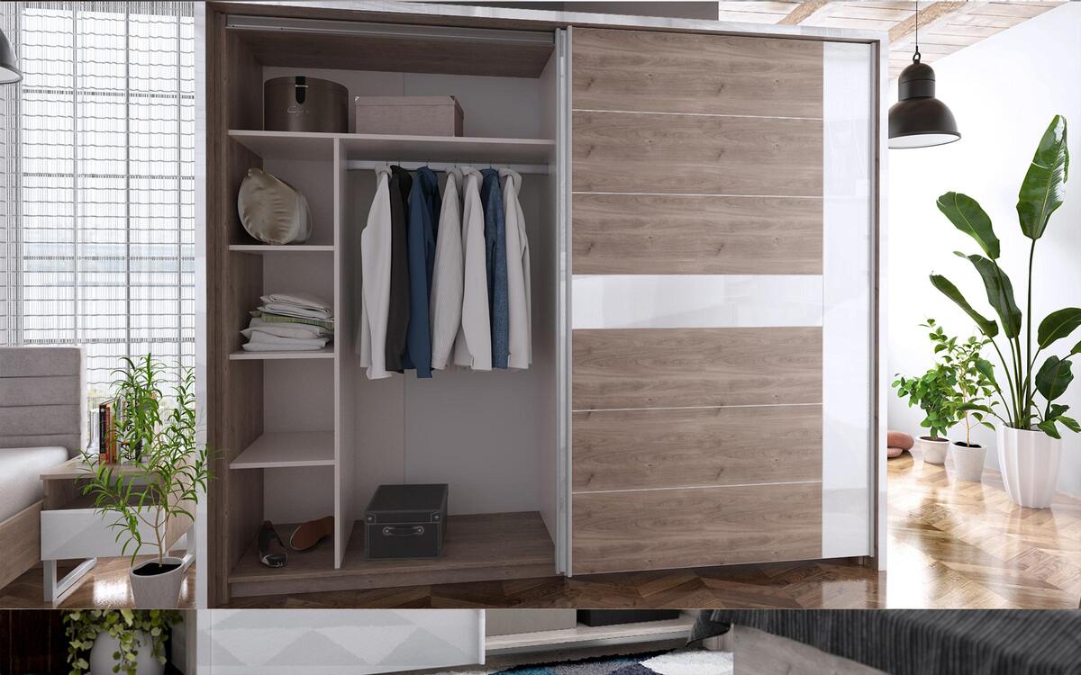 Wardrobe Joe 6894 oak castello grey + white glossy