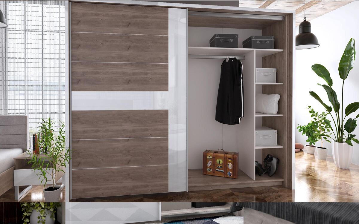 Wardrobe Joe 6894 oak castello grey + white glossy