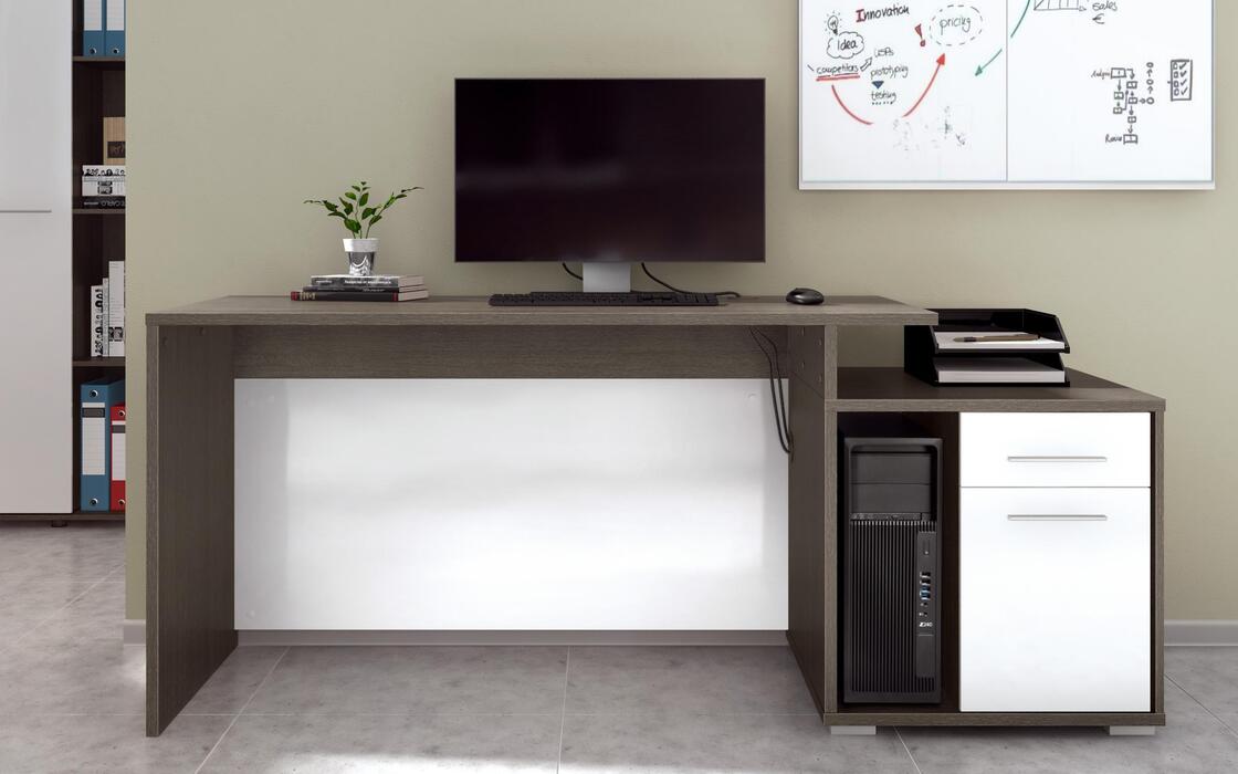 Office Merino 7364 oak anthracite + white glossy