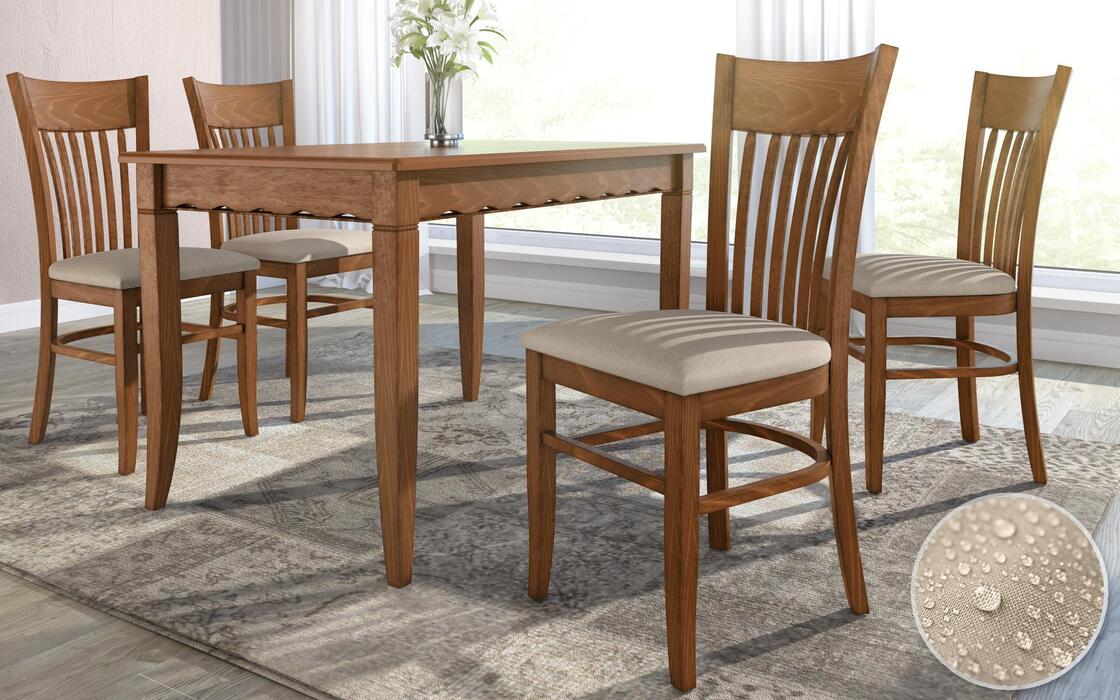 Chair Garcia 8312 dark walnut with light beige seat