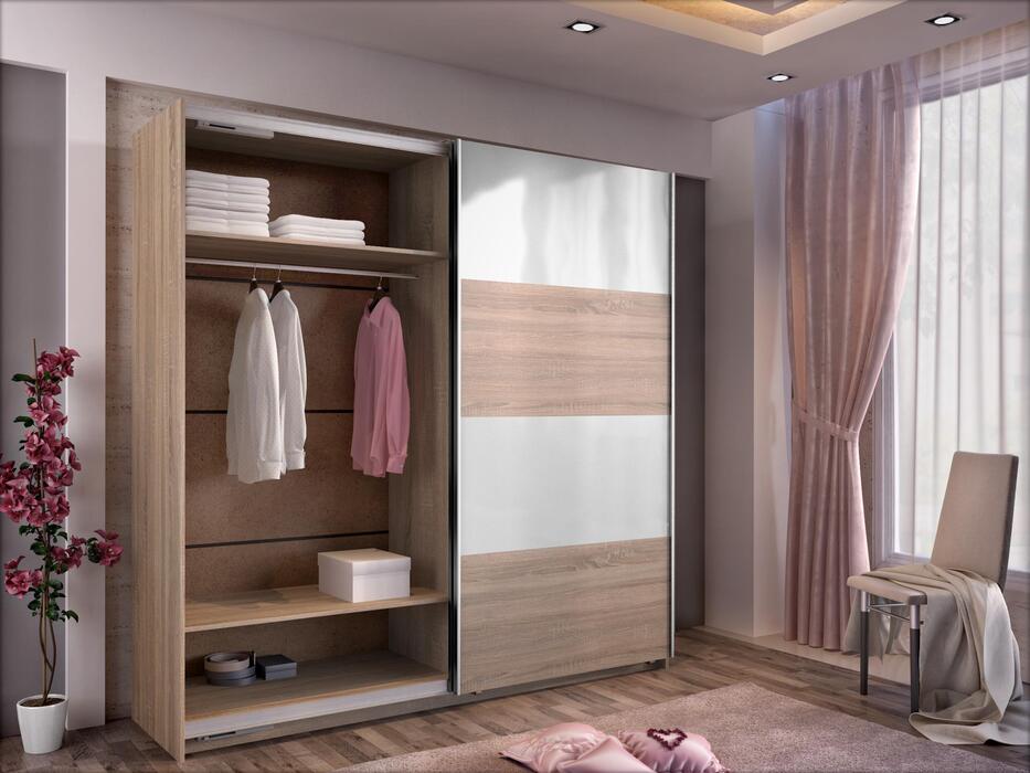Sliding wardrobe Sabra 9867 sonoma oak + white gloss