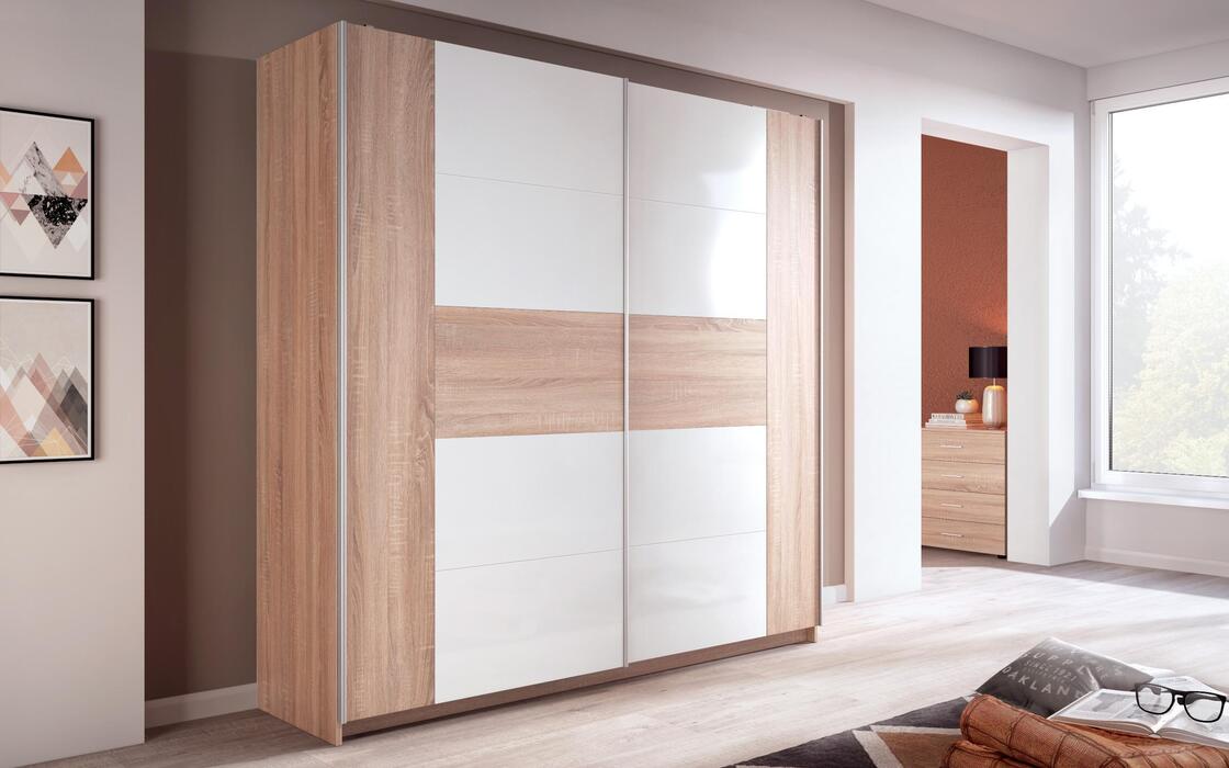 Sliding wardrobe Loki 9847 sonoma oak + white gloss
