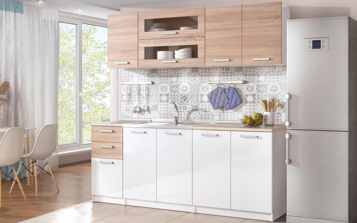 Kitchen composition Darvin 2.00 m. oak evok + magma