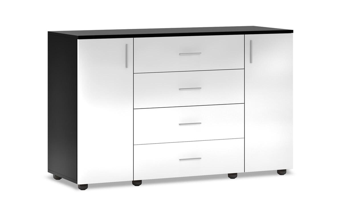 Chest of drawers Lorien 5623 white + black glossy
