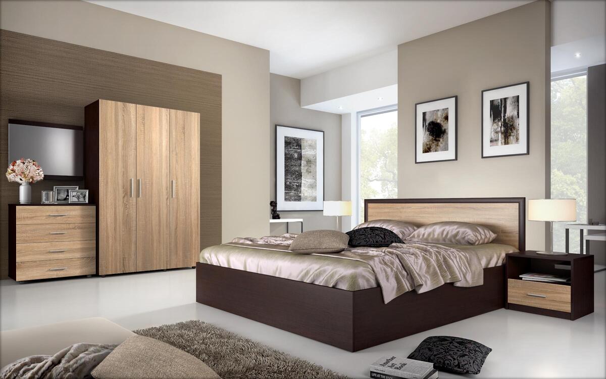 Magenda bedroom set 164x190 wenge + sonoma oak