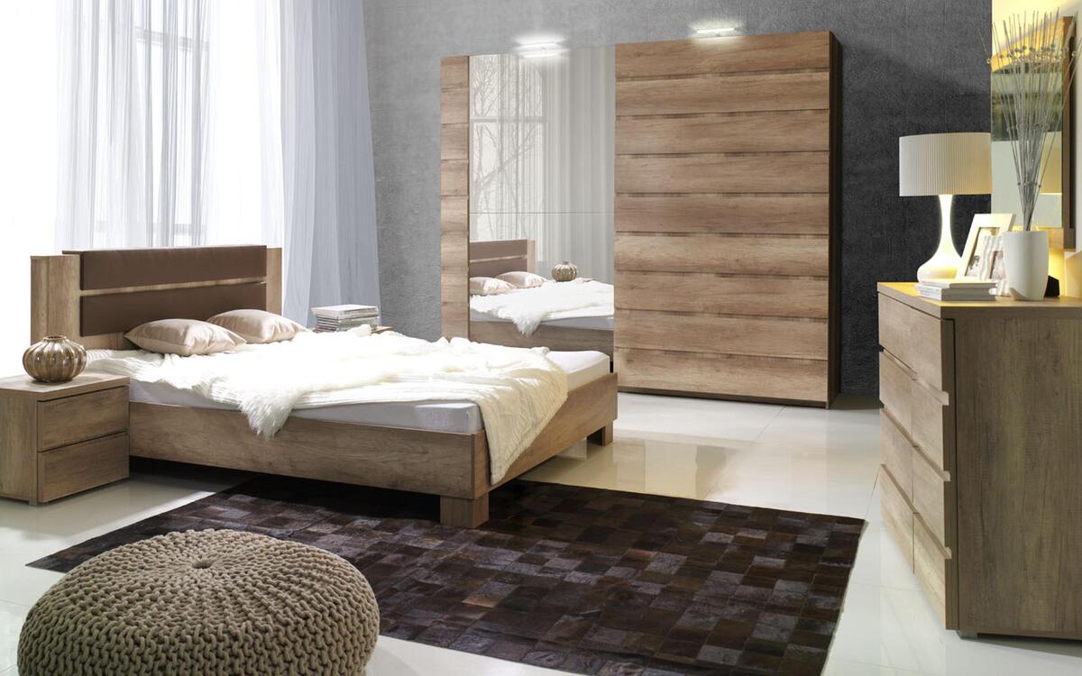 Double bed Marlon 160x200 oak canyon