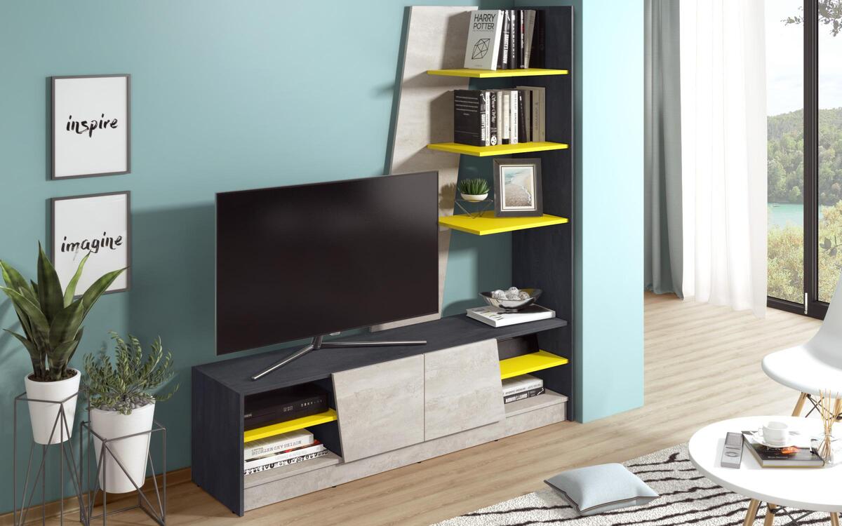 Composition furniture Mars 8466 magma + beton + yellow