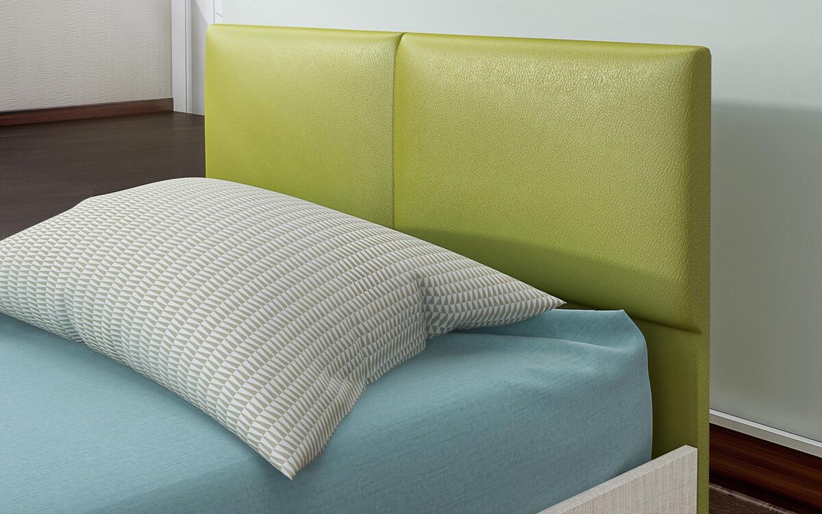 Single bed Mordor 90x200 light perier + green leather