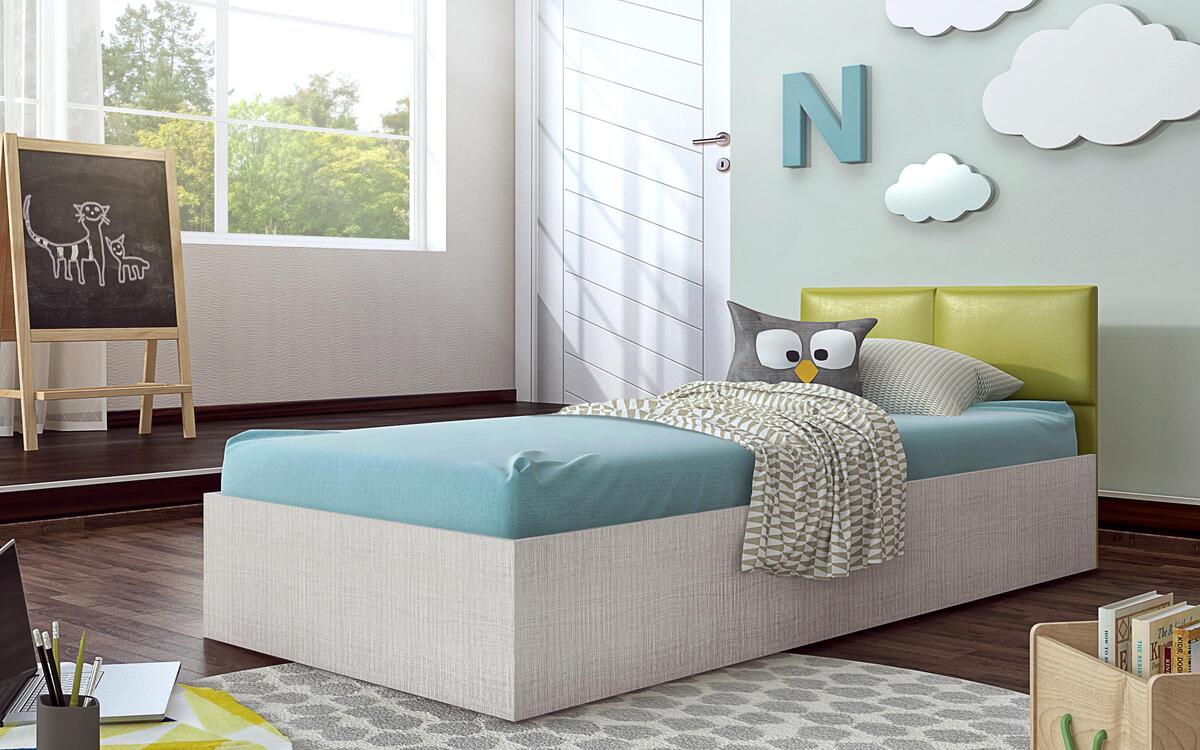 Mordor single bed 90x200 sonoma oak + brown leather