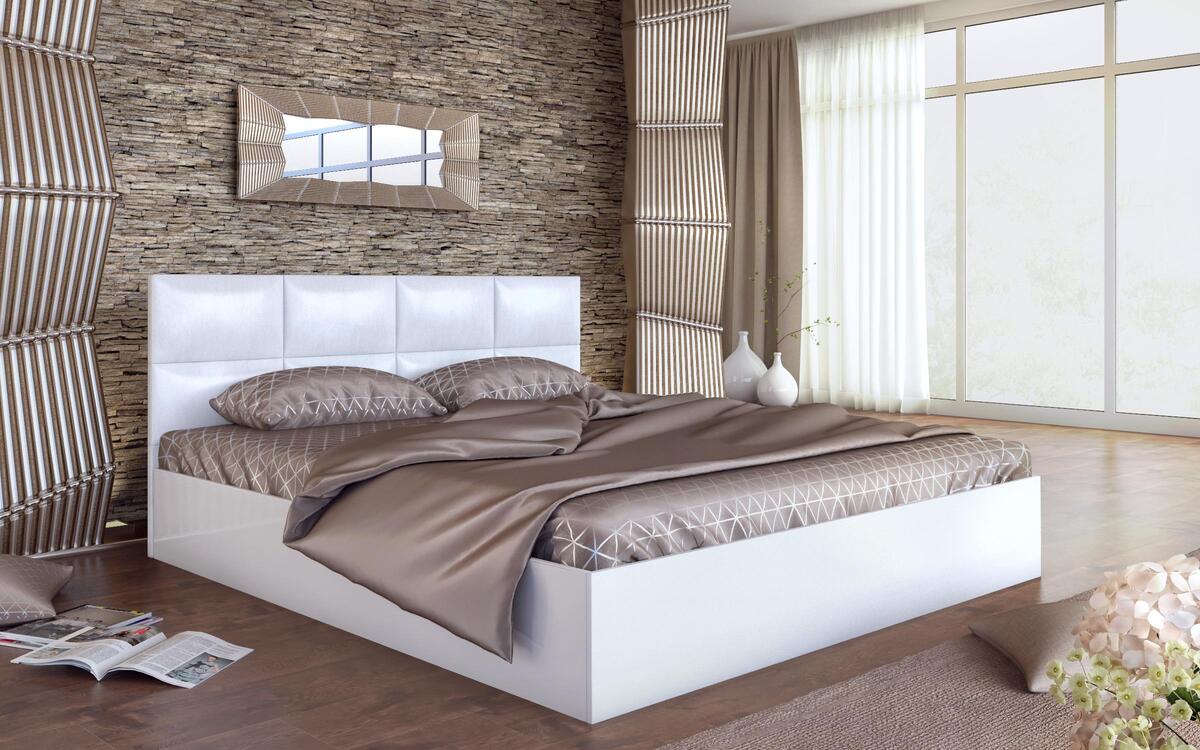 Double bed Mordor 160x200 white glossy