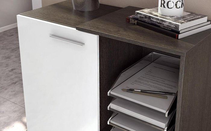 Office cupboard Rustico L1 8433 anthracite oak + white gloss