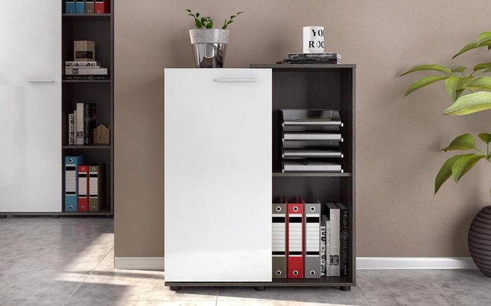 Office cupboard Rustico L1 8433 anthracite oak + white gloss
