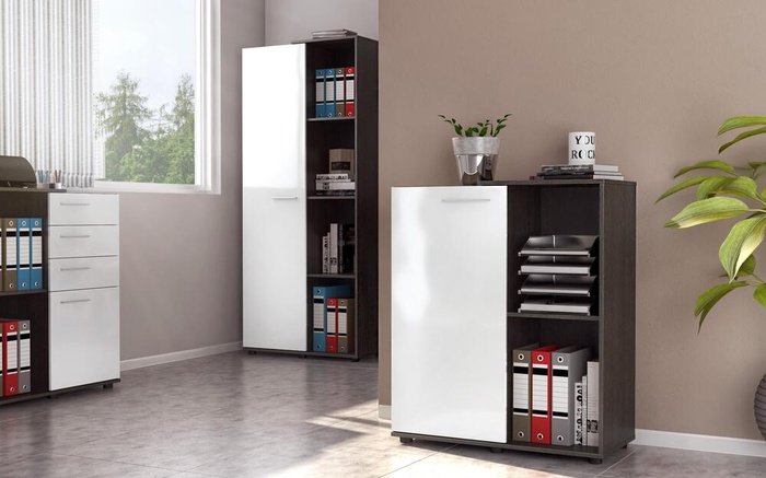 Office cupboard Rustico L1 8433 anthracite oak + white gloss