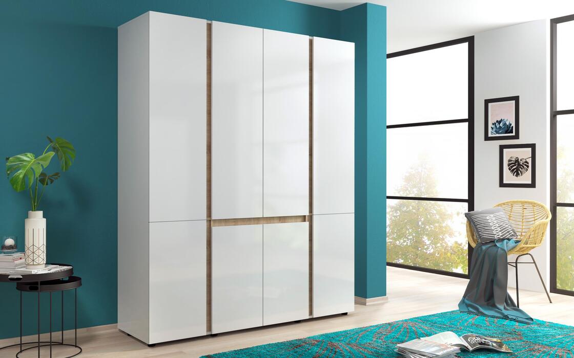Wardrobe Omnia 2846 glossy white + sonoma oak