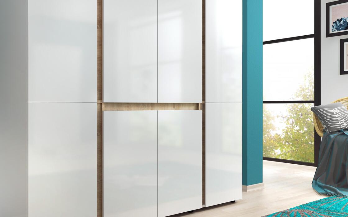 Wardrobe Omnia 2846 glossy white + sonoma oak