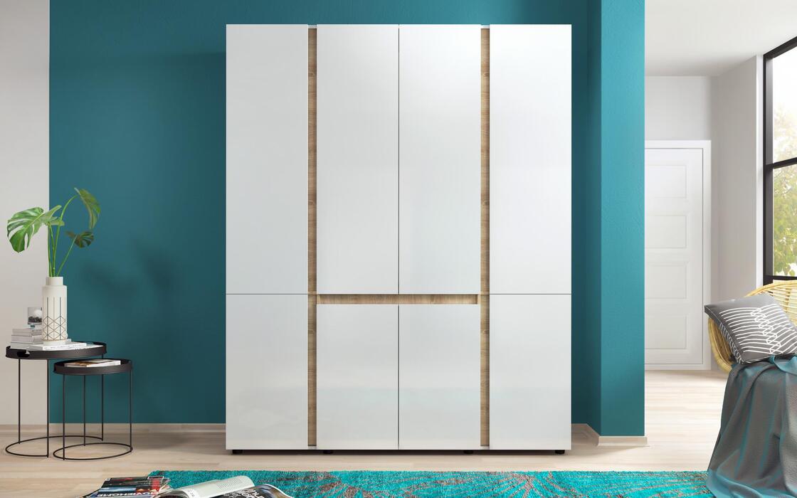 Wardrobe Omnia 2846 glossy white + sonoma oak