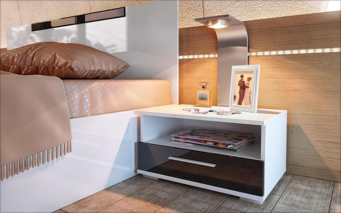 Bedside table Peter 2846 white + black glossy