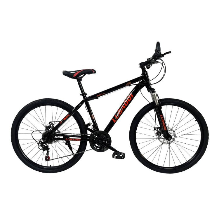 26″ Lubaoqi Mountain Hardtail Disc Brake Bike Black Red LBQ-650B-BKR