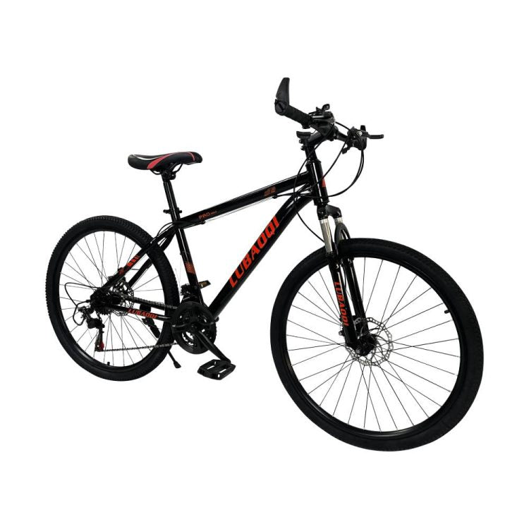 26″ Lubaoqi Mountain Hardtail Disc Brake Bike Black Red LBQ-650B-BKR