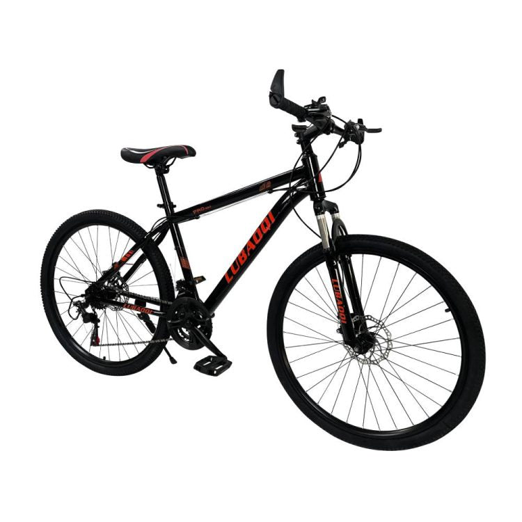 26″ Lubaoqi Mountain Hardtail Disc Brake Bike Black Red LBQ-650B-BKR