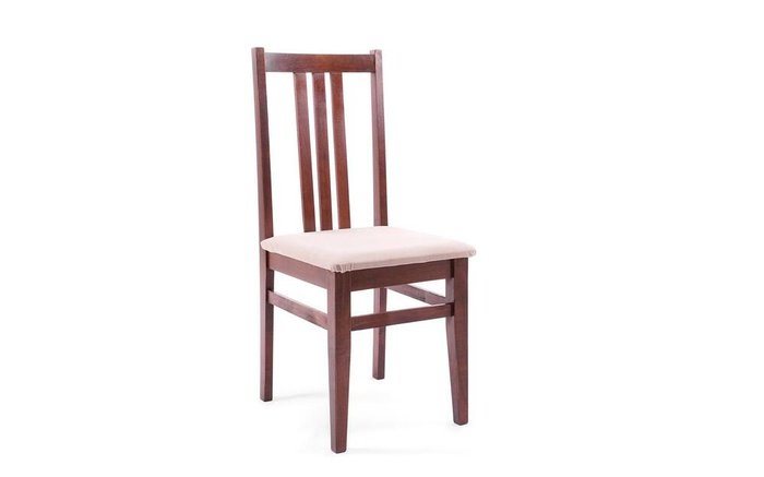 Chair Wood 2738 walnut with beige seat