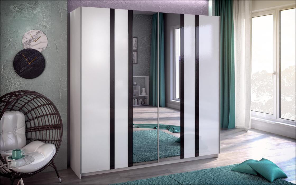 Wardrobe Verde 3125 white + black glossy