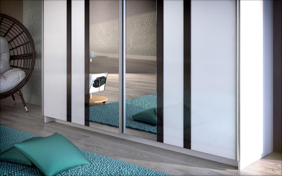 Wardrobe Verde 3125 white + black glossy