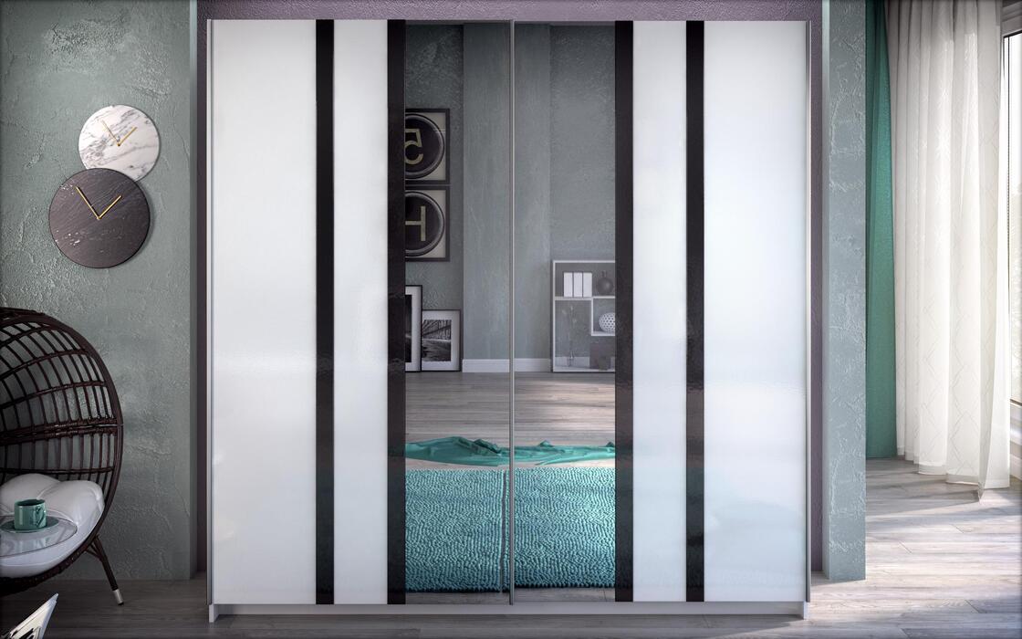 Wardrobe Verde 3125 white + black glossy
