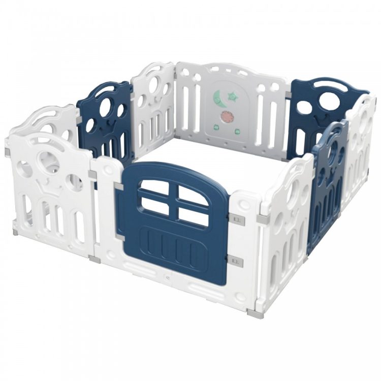 130x150x70cm Plastic Playground Play Fence Crown Blue WL35-BLU